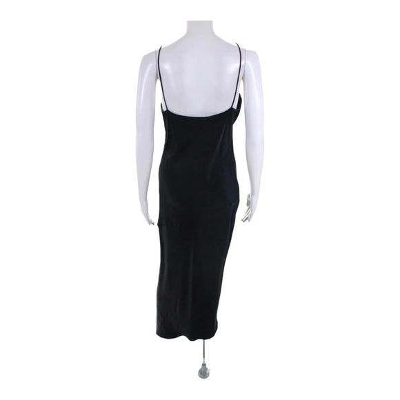 NWT CUSHNIE Black Lace Trim Wrap Around Midi Silk Slip Dress Size 10 - Picture 8 of 11